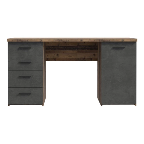 Biurko 145x60 cm z 4 szufladami i szafką Beton/Old-Wood Vintage